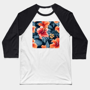 Hibiscus Flowers Pattern 8 Baseball T-Shirt